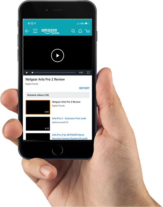 The Mobile Video Lightbox shown on a phone in hand