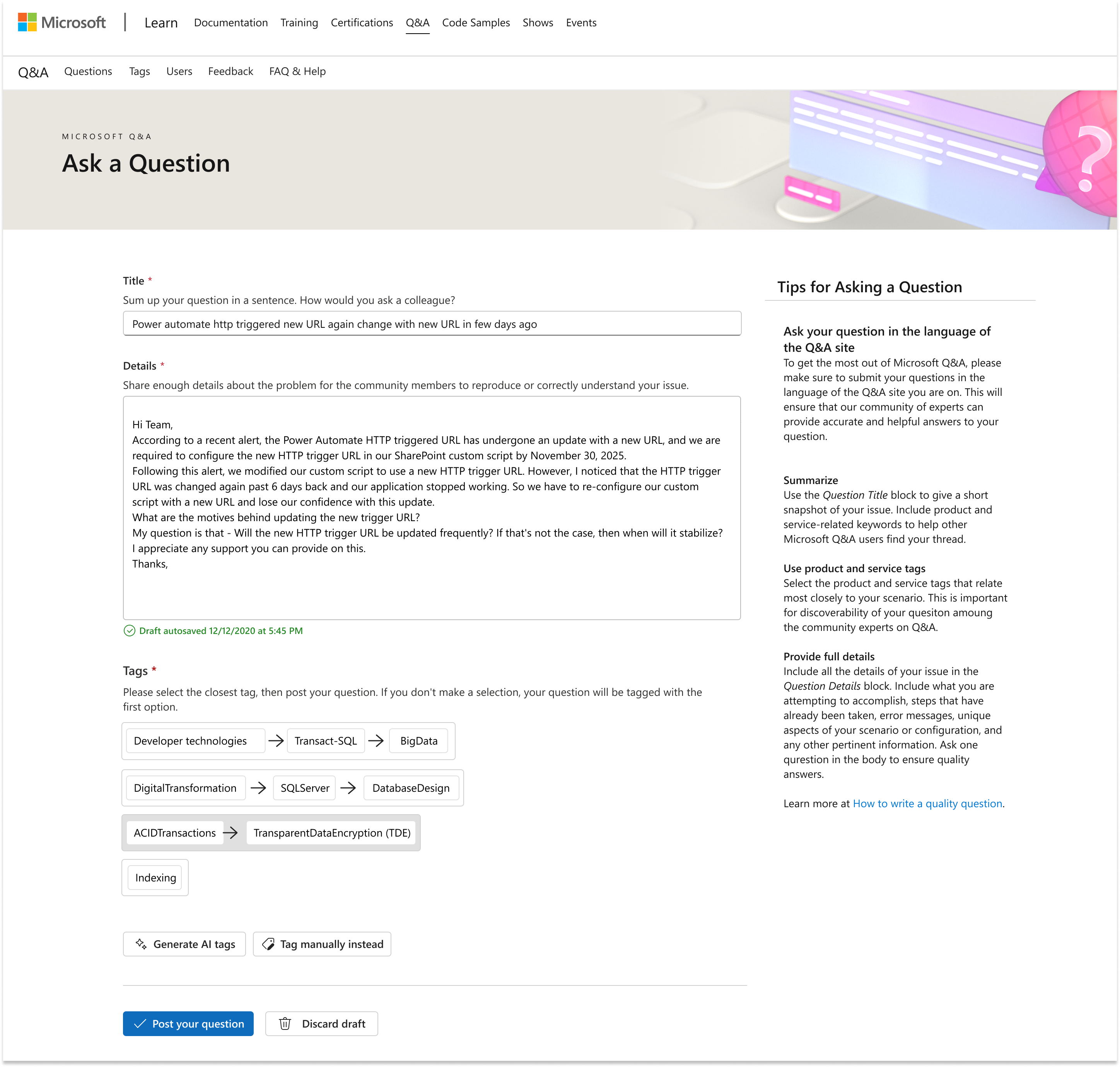 After Tagging Interface