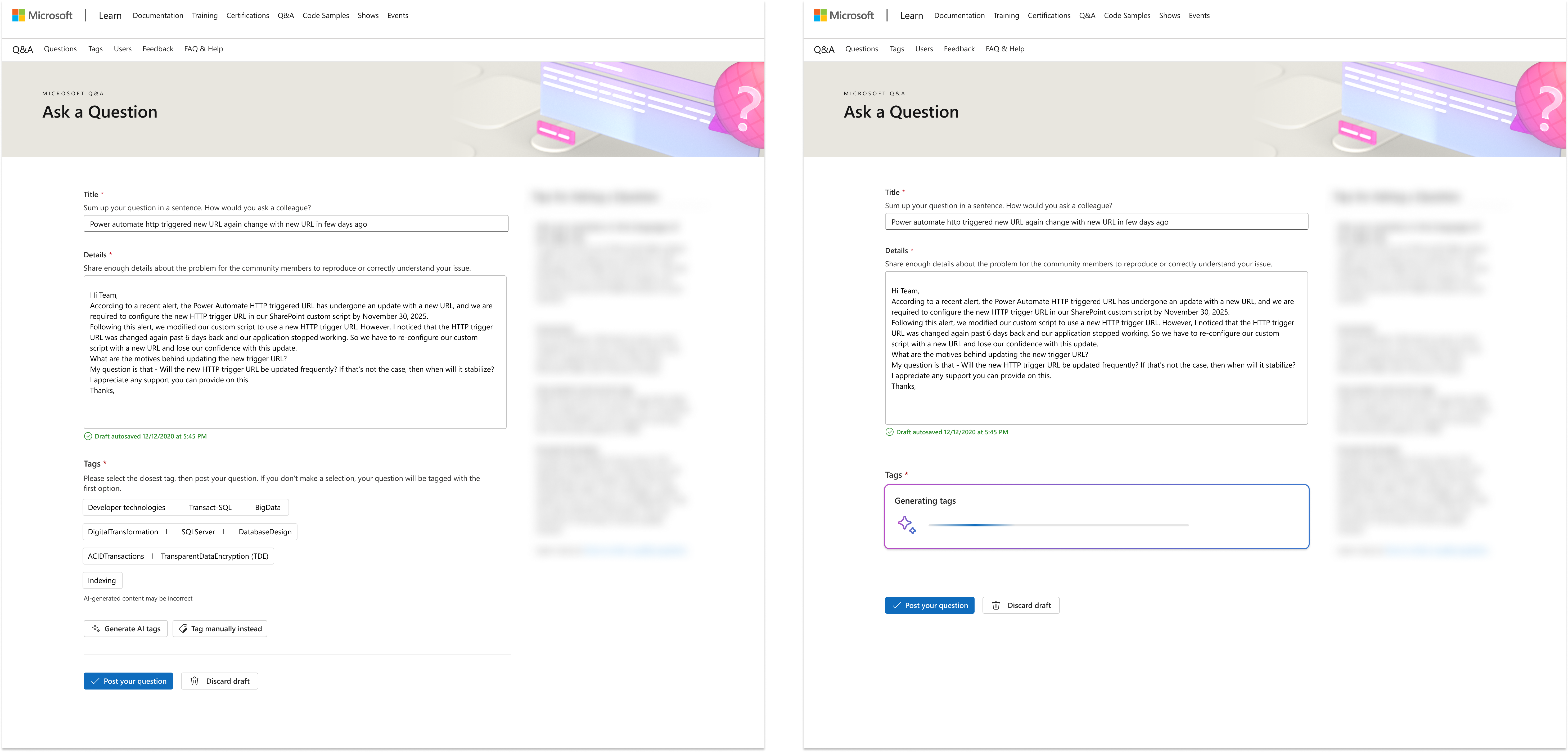 Happy path step 2 - Generating AI tags